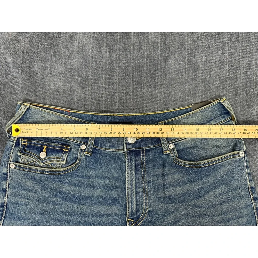True Religion Geno Relaxed Slim Jeans Mens 36x32 Medium Wash Flap Pocket Blue